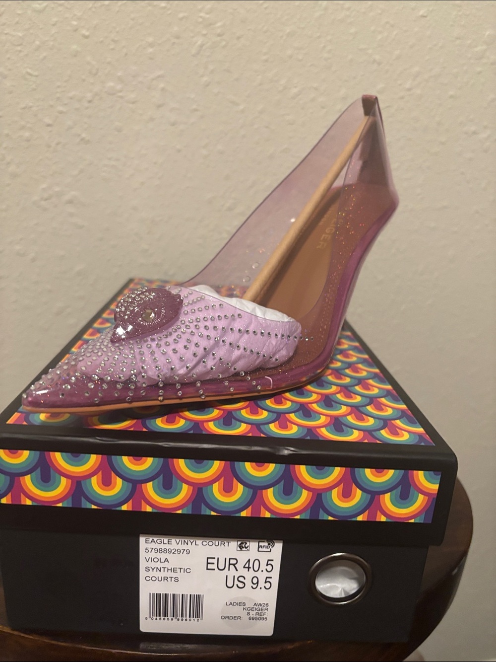 Viola Purple Pointed Toe Vinyl Court Shoe - US 9.5